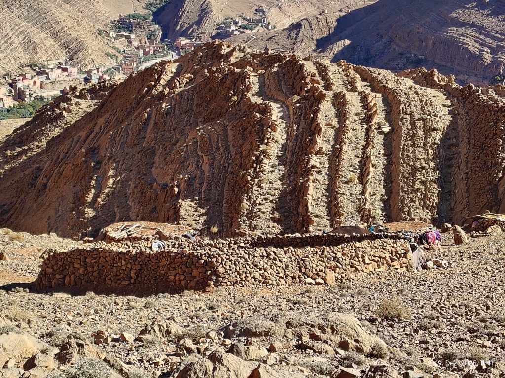 Terrassen in een bergachtig landschap